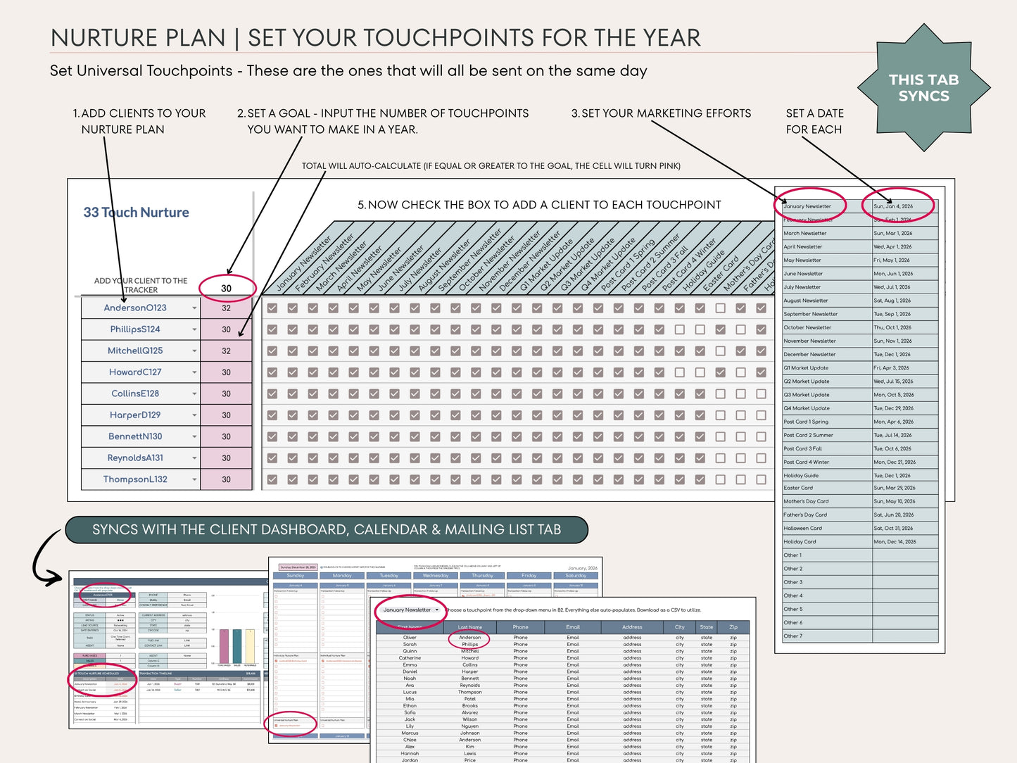 Client List & Nurture Plan for Real Estate Agents - Google Sheets