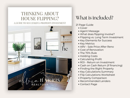 Home Flipping Guide | 21-Page Canva Template for Real Estate Agents