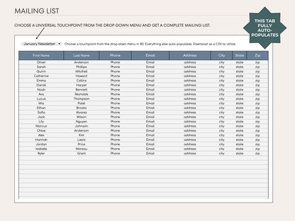 Client List & Nurture Plan for Real Estate Agents - Google Sheets