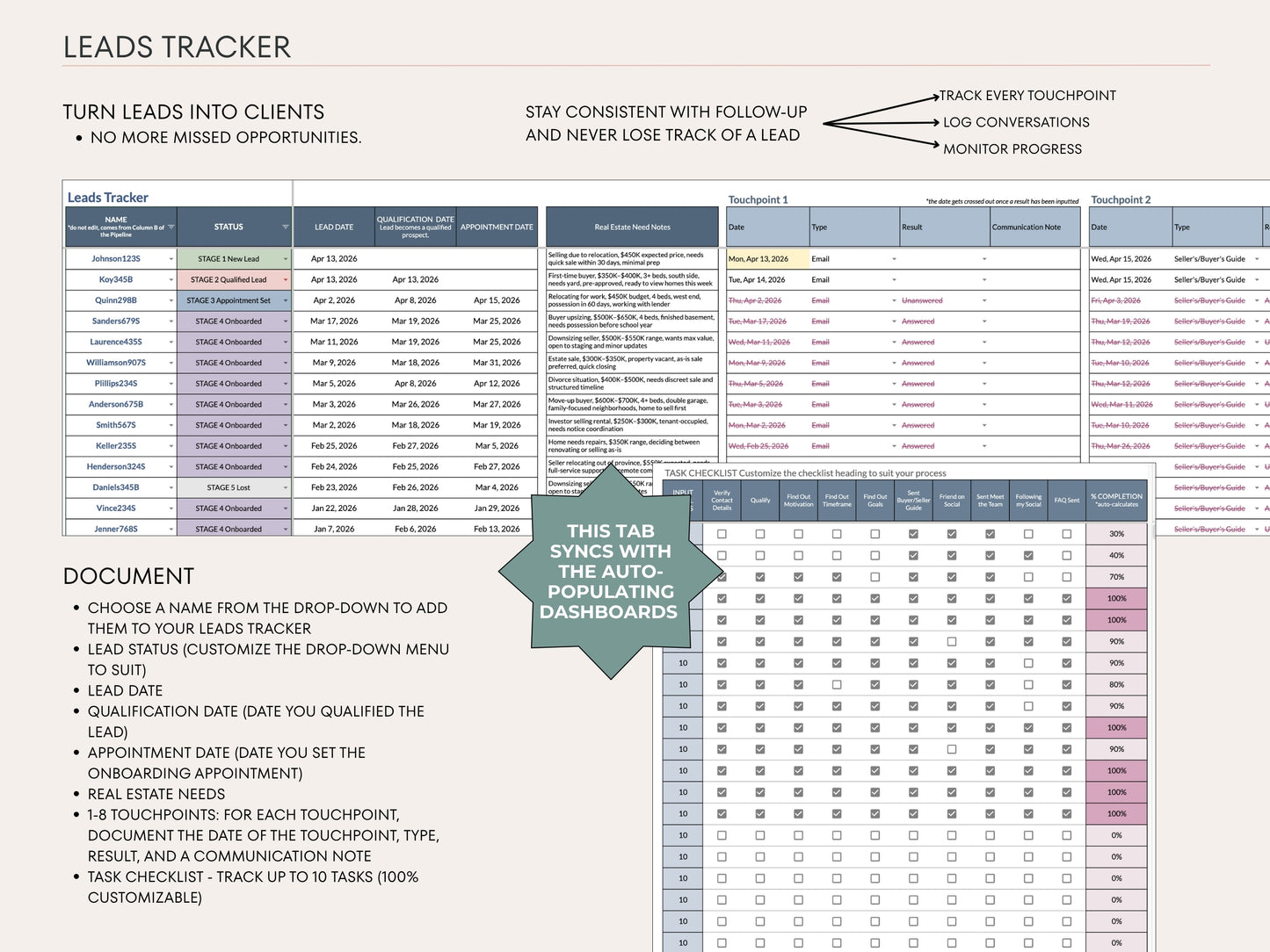 Real Estate Transaction Manager – Lead to Sold Google Sheets System