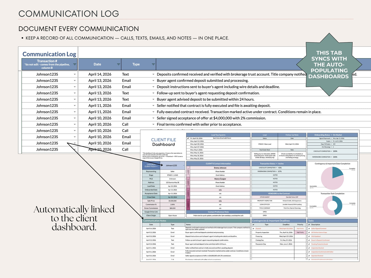 Real Estate Transaction Manager – Lead to Sold Google Sheets System