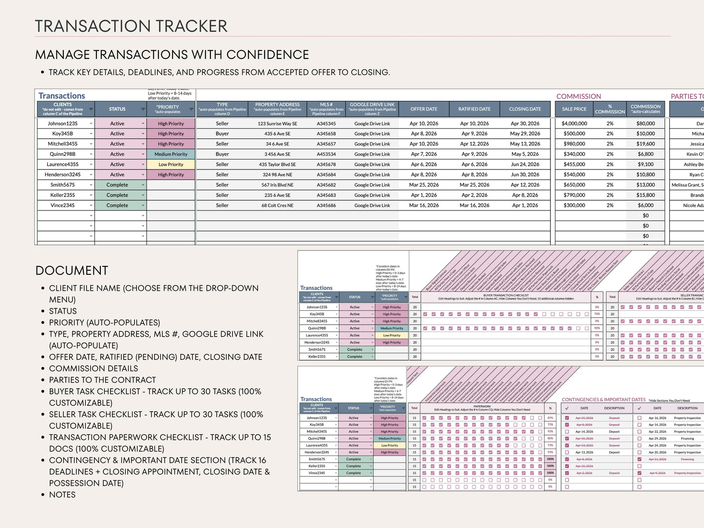 Real Estate Transaction Manager – Lead to Sold Google Sheets System