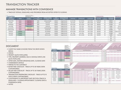 Real Estate Transaction Manager – Lead to Sold Google Sheets System