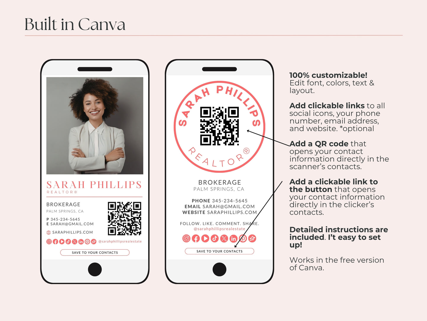 Digital Business Card Canva Template for Real Estate Agents