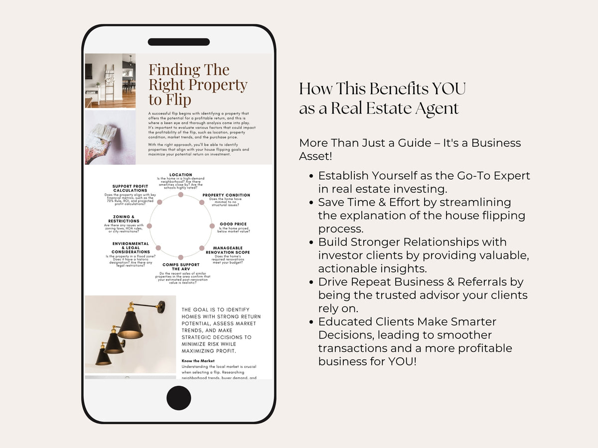 Home Flipping Guide | 21-Page Canva Template for Real Estate Agents
