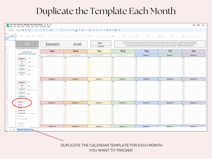 Monthly Smart Calendar with Habit Tracker