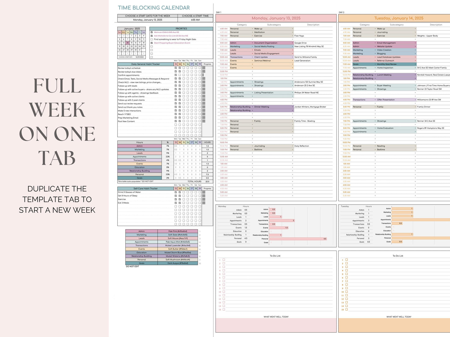 Time Blocking Digital Planner