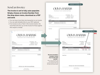 TC Business Bookkeeping Tracker — Google Sheets with Auto-Invoice