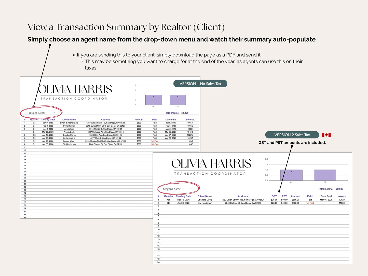 TC Business Bookkeeping Tracker — Google Sheets with Auto-Invoice