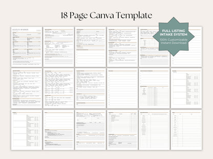 Listing Appointment Intake Form | 18-Page Canva Template for Agents