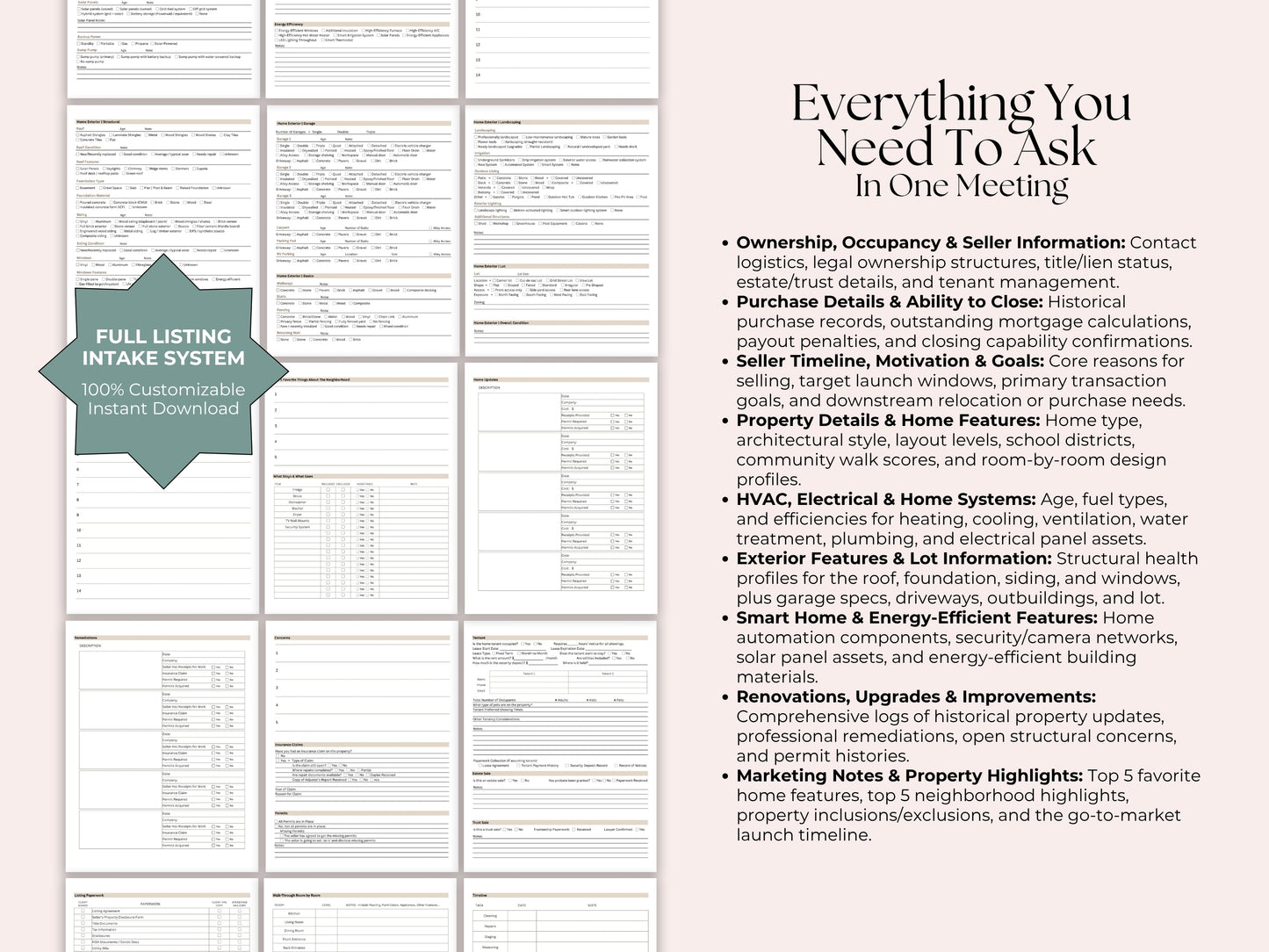 Listing Appointment Form | 18-Page Canva Template for Real Estate Agents