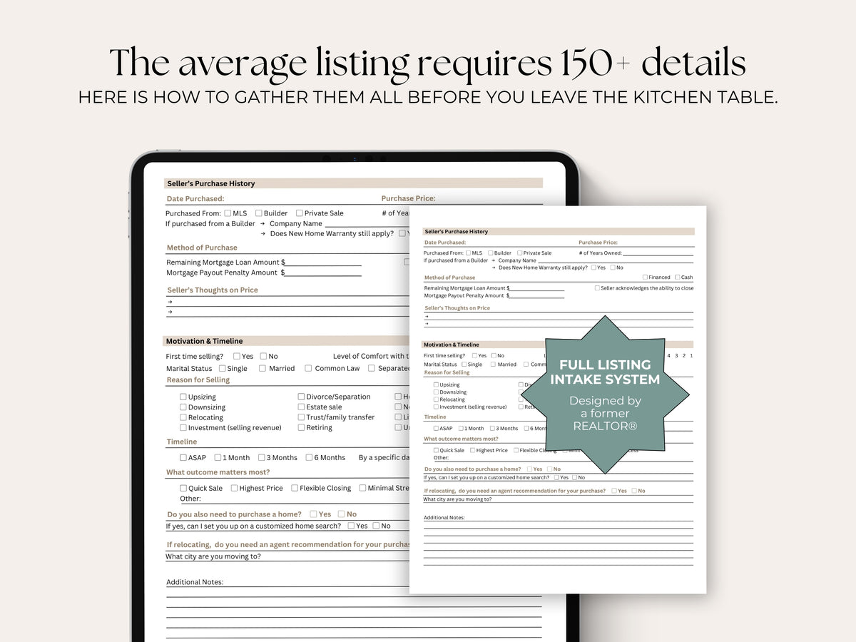 Listing Appointment Intake Form | 18-Page Canva Template for Agents
