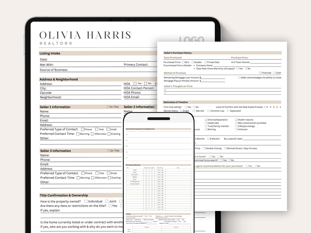 Listing Appointment Intake Form | 18-Page Canva Template for Agents