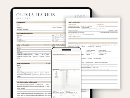 Listing Appointment Intake Form | 18-Page Canva Template for Agents