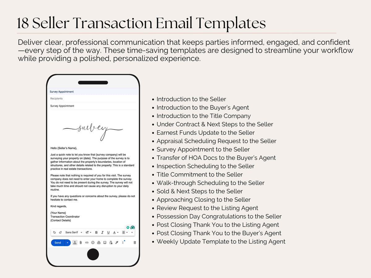 50 Transaction Coordinator Email Templates | Google Docs