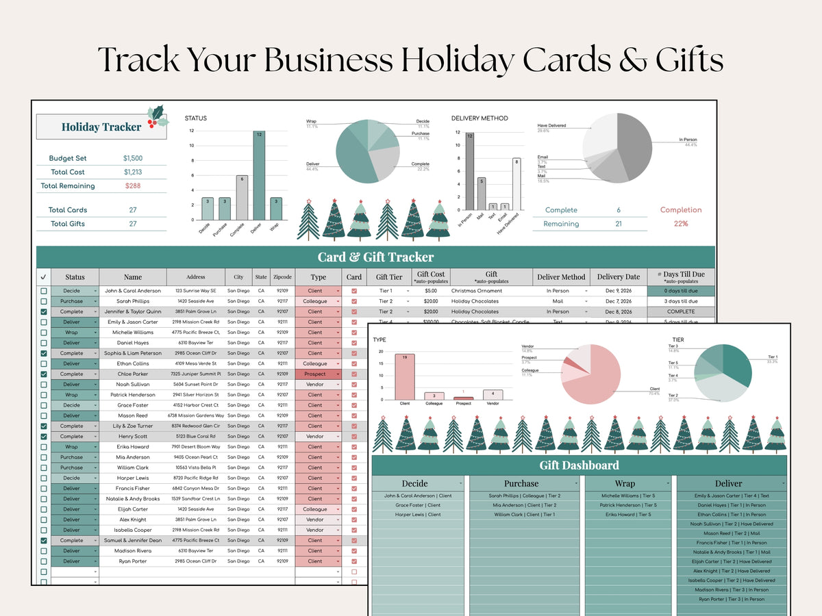 Holiday Client Gift Tracker | Google Sheets for Real Estate Professionals