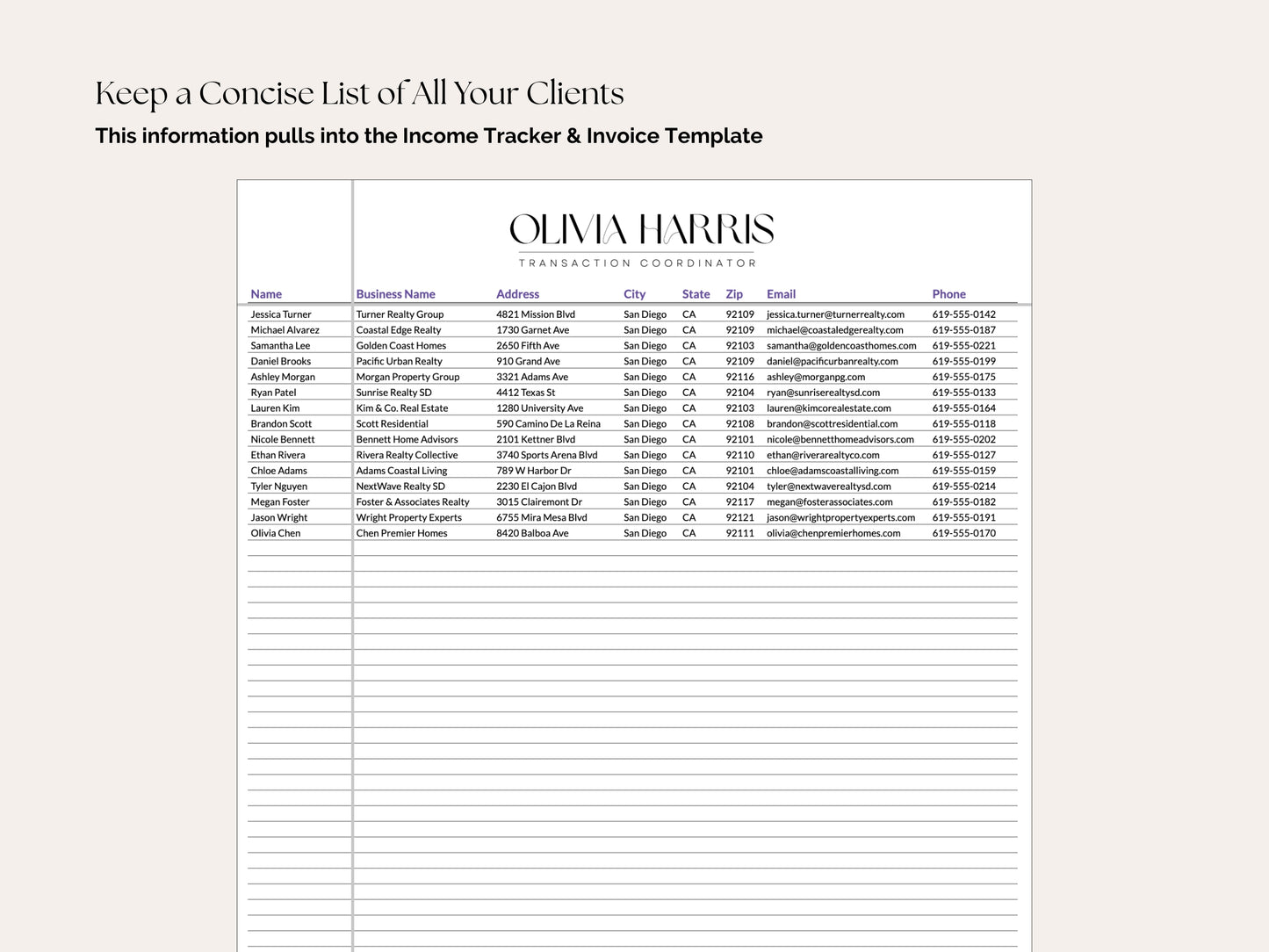 TC Business Bookkeeping Tracker — Google Sheets with Auto-Invoice
