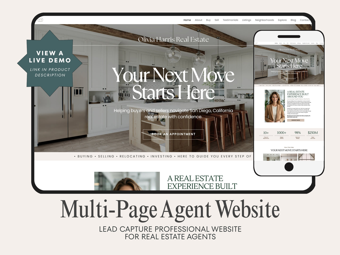 Real Estate Canva Website Template | Interactive Multi-Page Agent Website