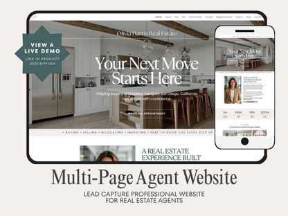 Real Estate Canva Website Template | Interactive Multi-Page Agent Website