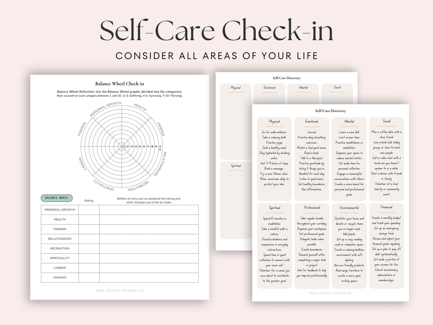Self-Care Daily Planner with Balance Wheel & Habit Tracker