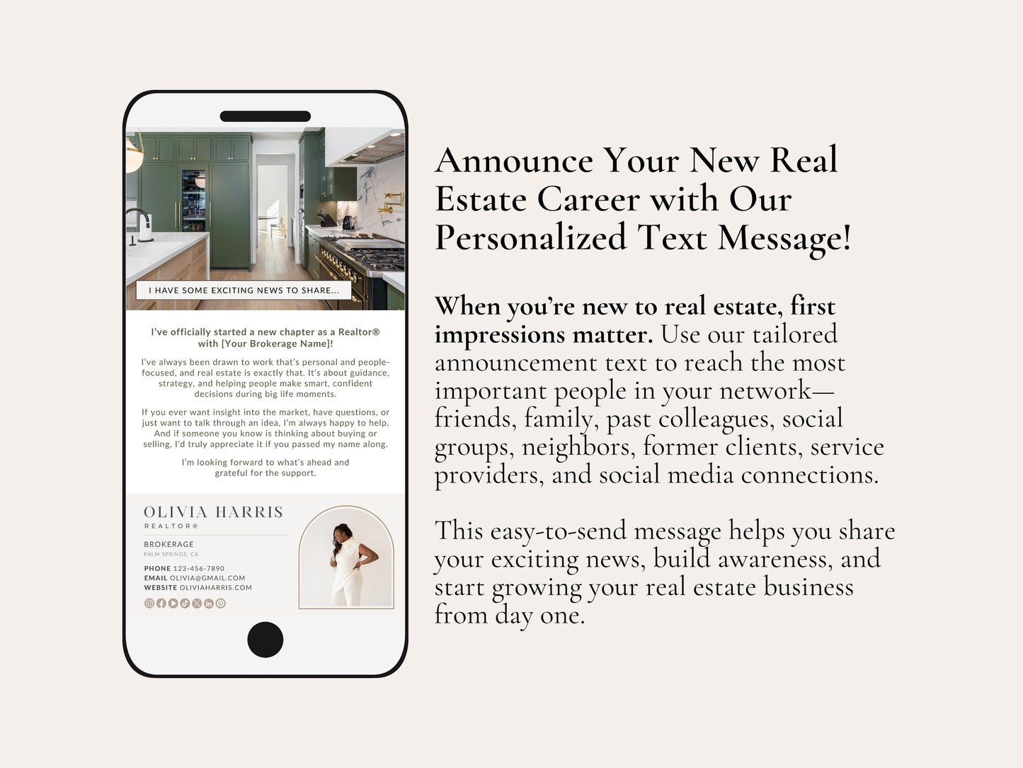 New Real Estate Agent Announcement | Textable Card Canva Template