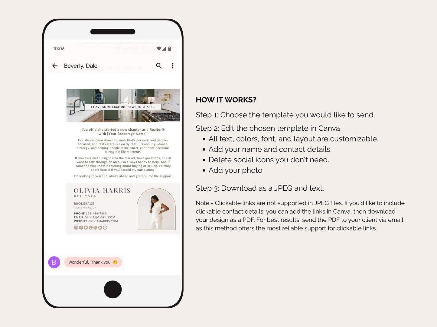 New Real Estate Agent Announcement | Textable Card Canva Template