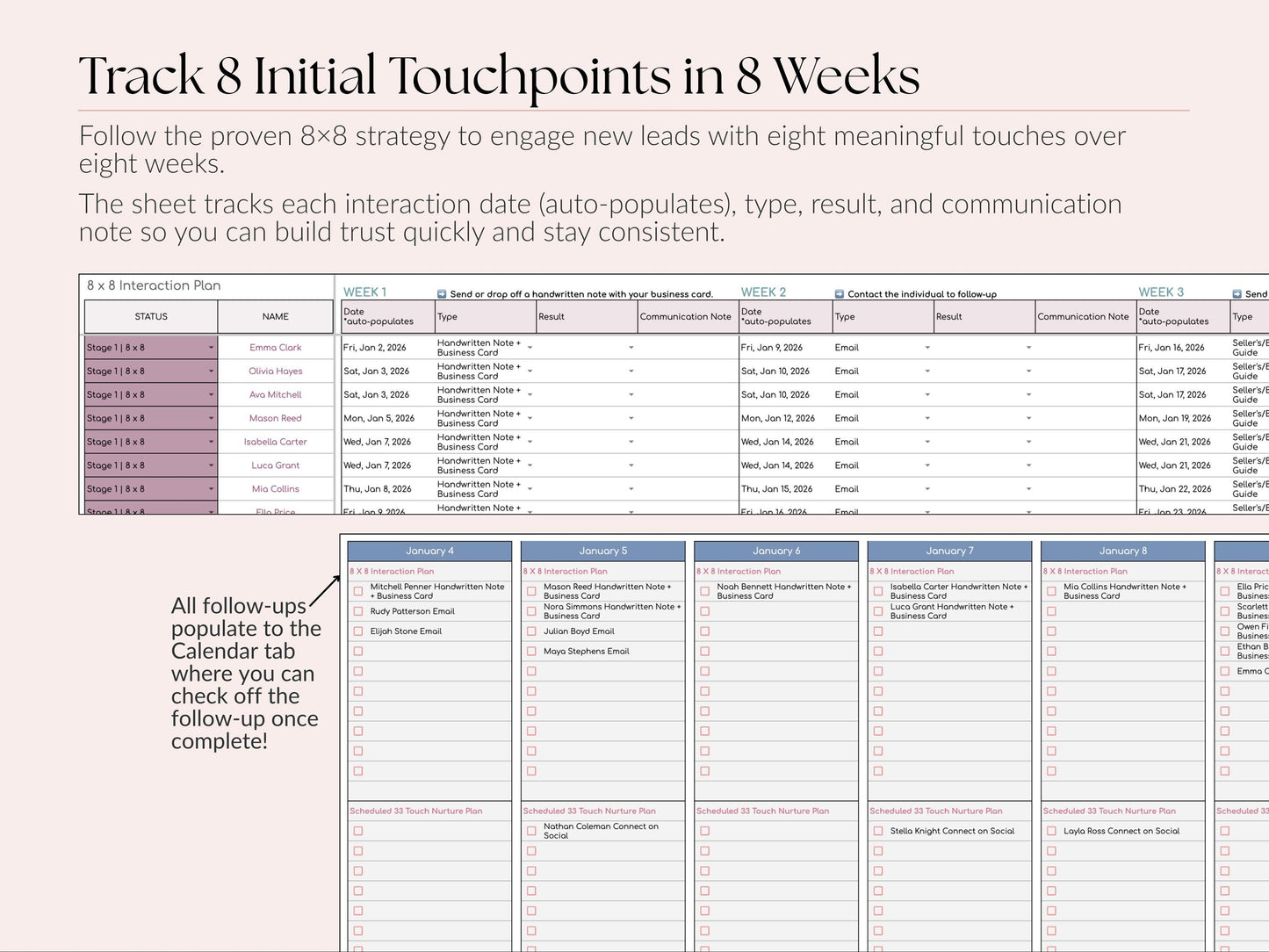 Leads Tracker | 8x8 Plan + 33 Touch