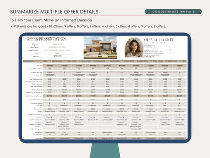 Multiple Offer Comparison Template – Google Sheets & Canva for Real Estate Agents