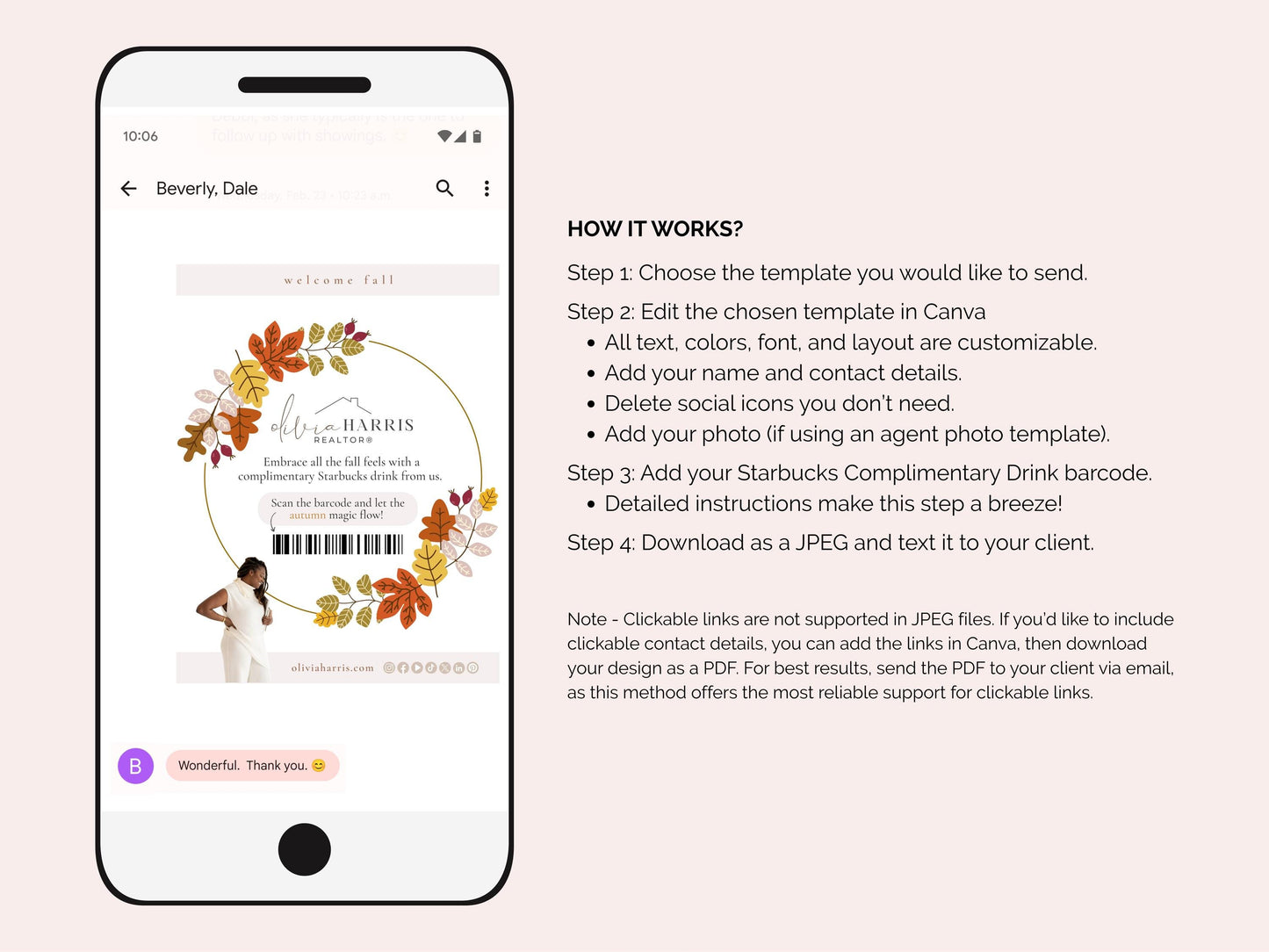 Fall Coffee Card Text Message