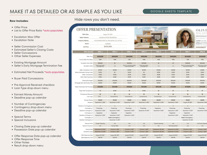 Multiple Offer Comparison Template – Google Sheets & Canva for Real Estate Agents
