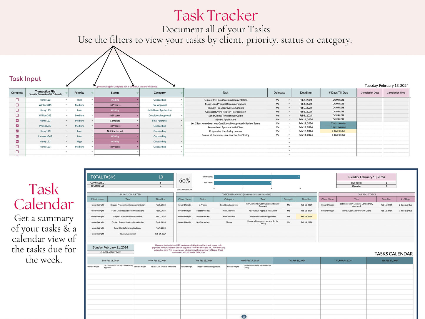 Loan Officer Pipeline with Task Tracker