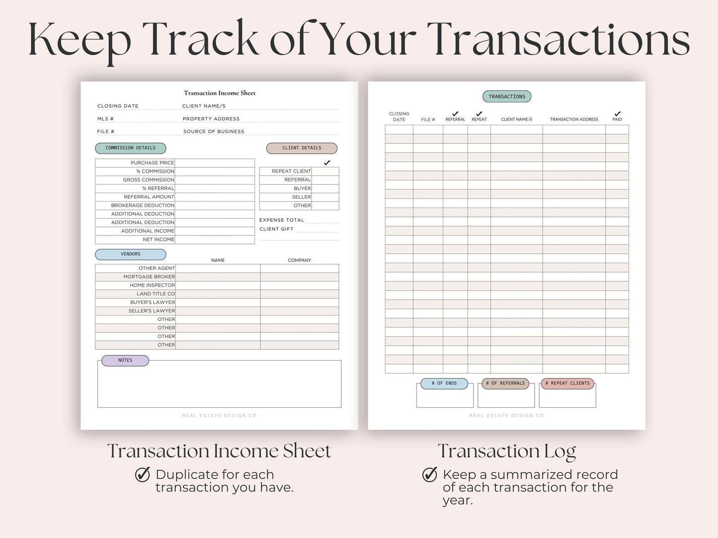 Income & Expense Worksheets
