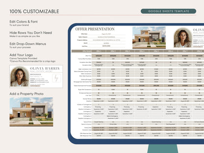 Multiple Offer Comparison Template – Google Sheets & Canva for Real Estate Agents