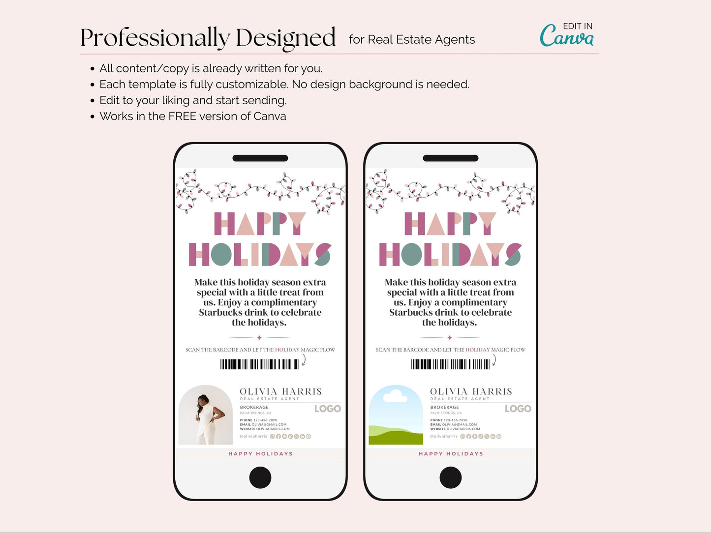Happy Holidays Textable Coffee Card