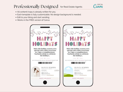 Happy Holidays Textable Coffee Card