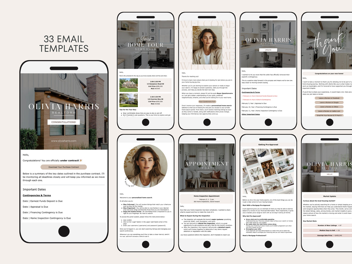 Buyer Transaction Kit for Real Estate Agents - 80+ Canva Email & Text Templates