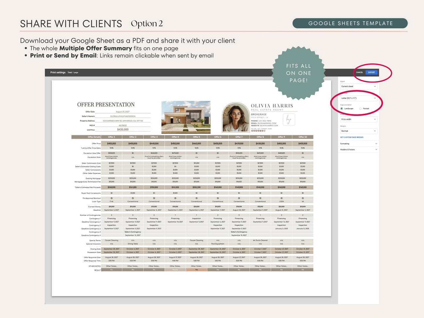 Multiple Offer Comparison Template – Google Sheets & Canva for Real Estate Agents