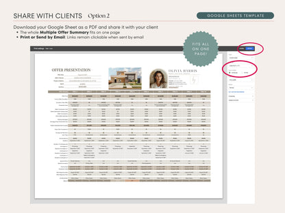 Multiple Offer Comparison Template – Google Sheets & Canva for Real Estate Agents