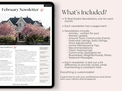 12-Month Real Estate Newsletter Bundle | Monthly Canva Templates for Agents