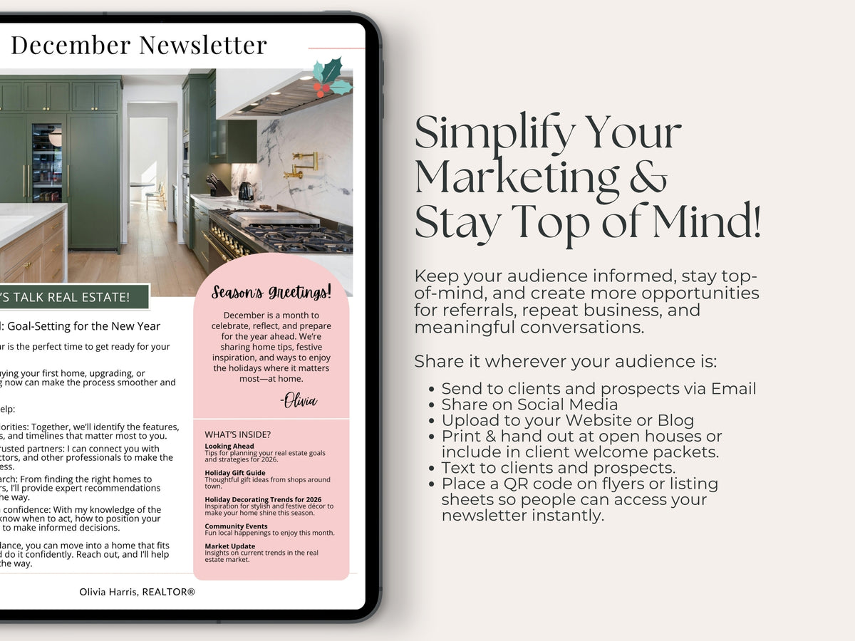 Real Estate Newsletter Bundle | 12-Month Canva Templates for Agents