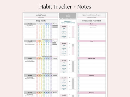 Monthly Smart Calendar with Habit Tracker