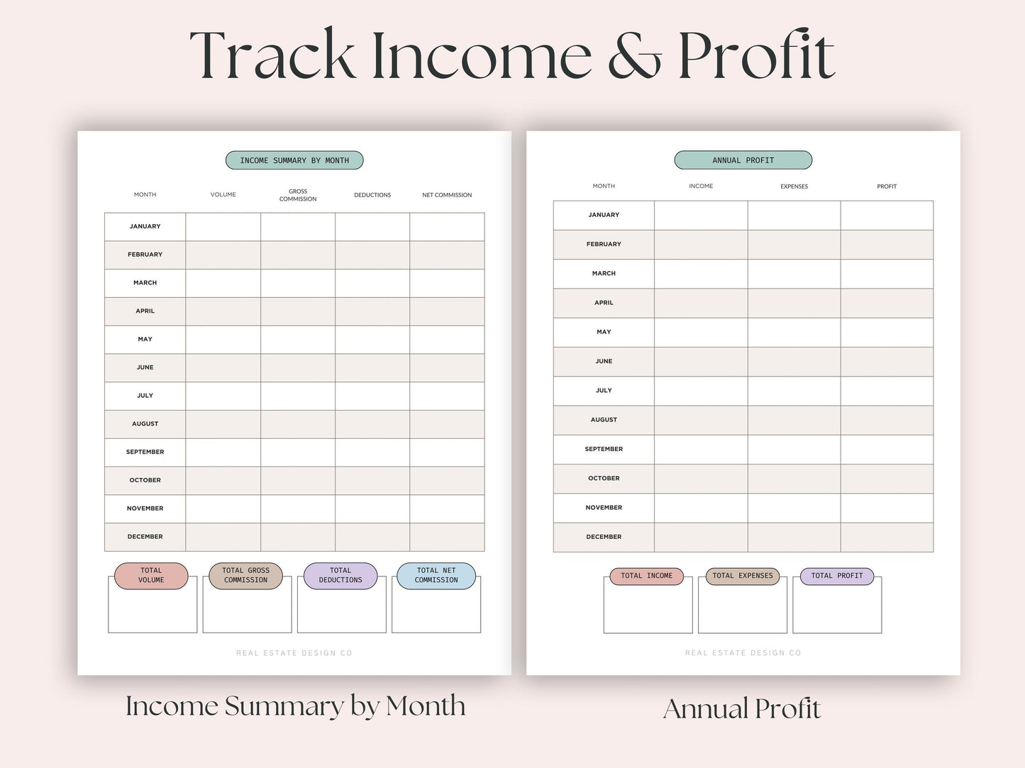 Income & Expense Worksheets
