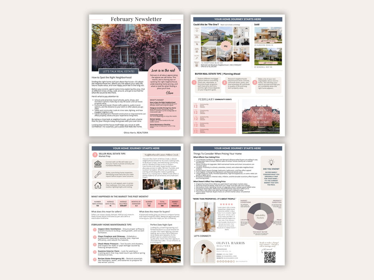 Real Estate Newsletter Bundle | 12-Month Canva Templates for Agents
