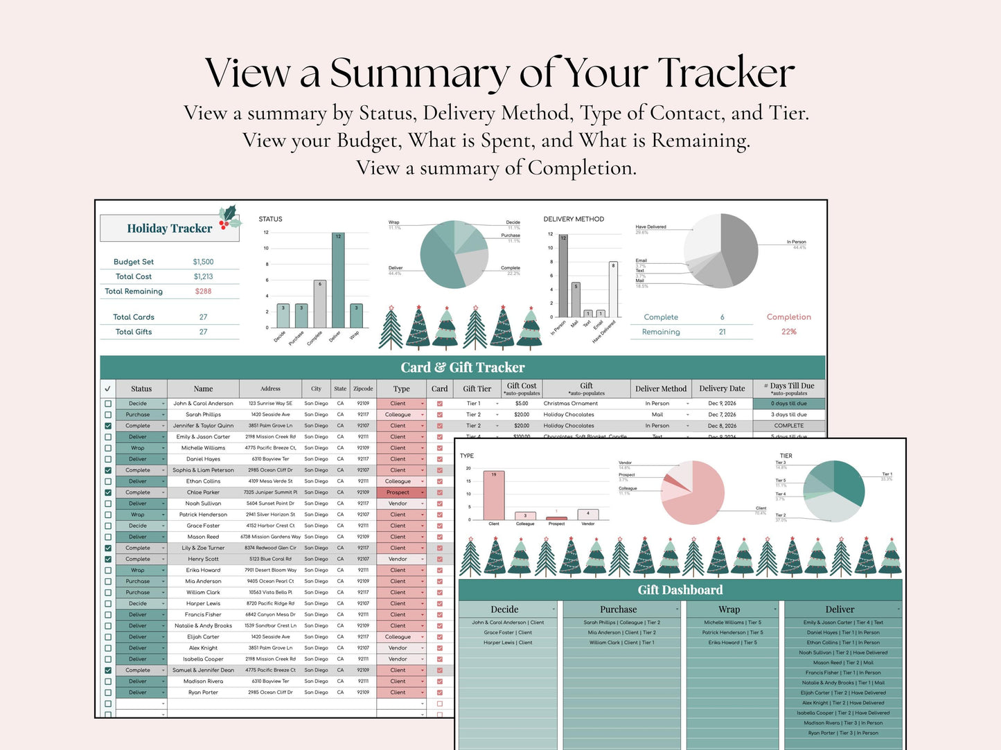 Business Holiday Card & Gift Tracker