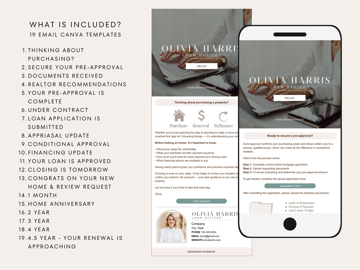 Mortgage Client Email Updates | 19 Canva Templates for Loan Officers