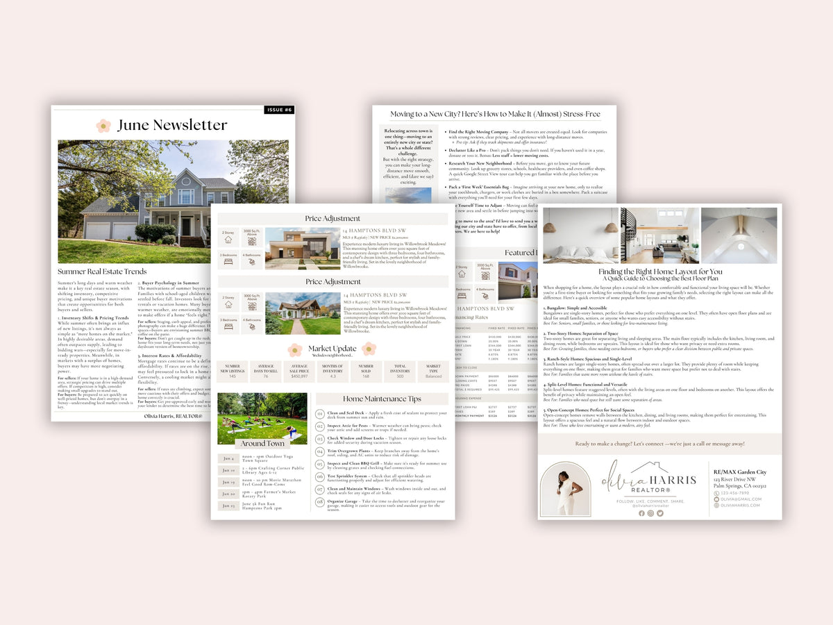 12-Month Real Estate Newsletter Bundle | Monthly Canva Templates for Agents