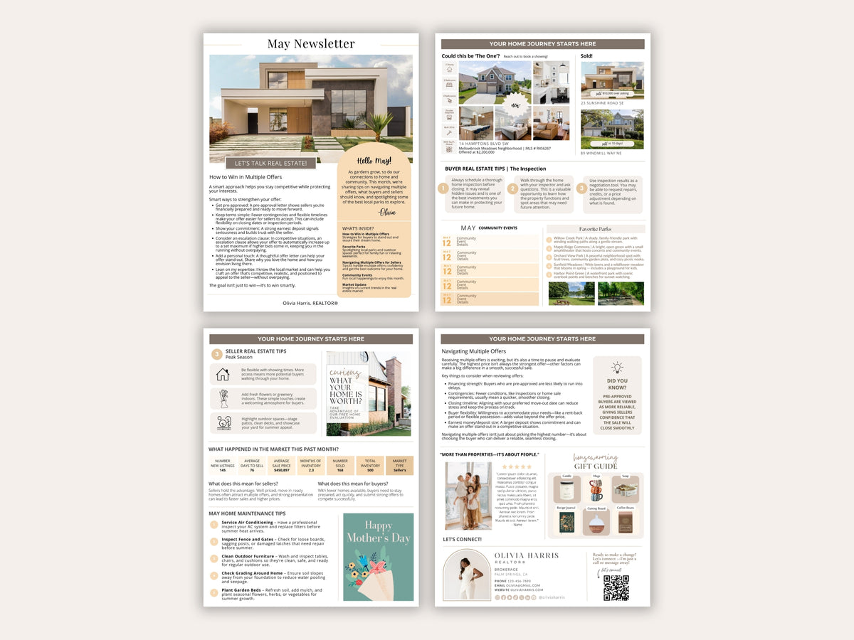 Real Estate Newsletter Bundle | 12-Month Canva Templates for Agents