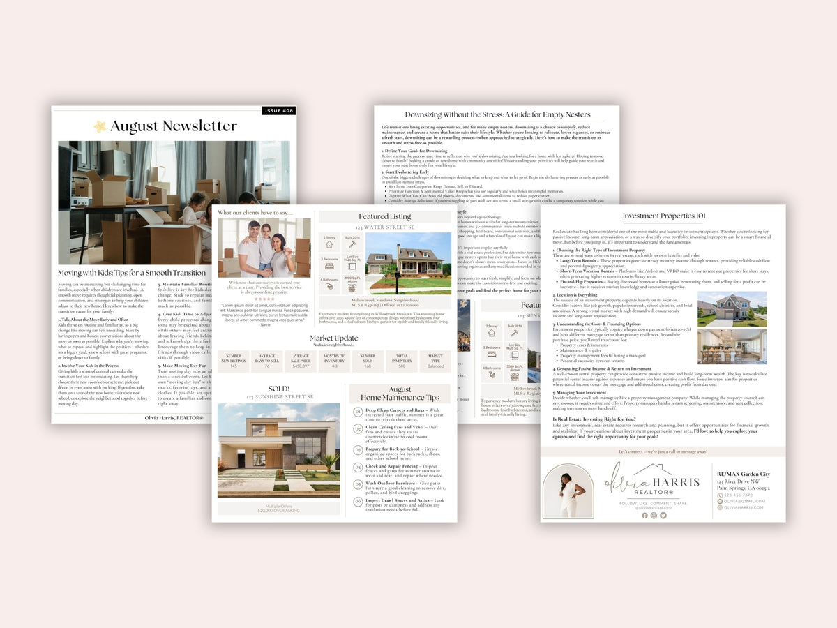 12-Month Real Estate Newsletter Bundle | Monthly Canva Templates for Agents