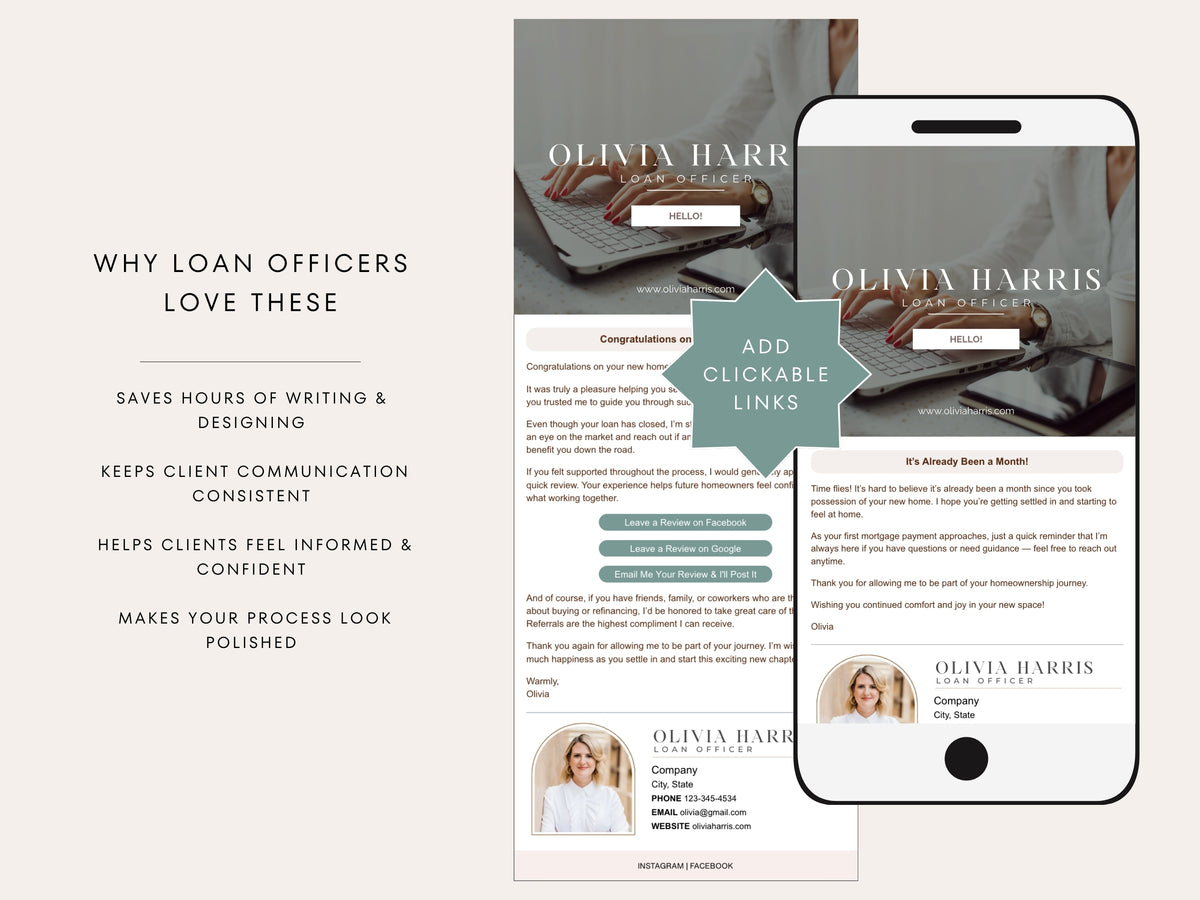 Mortgage Client Email Updates | 19 Canva Templates for Loan Officers
