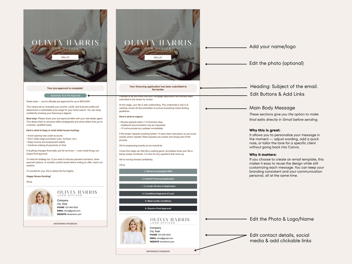 Mortgage Client Email Updates | 19 Canva Templates for Loan Officers